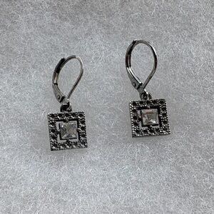 Elegant Silver Square Earrings